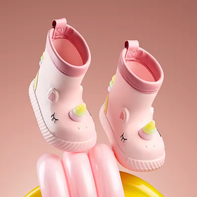 Children Rain Boots Baby Boys Girl Non-slip Outdoor Cartoon Cute Rain Boots Kids Non-slip Rubber Waterproof Shoes Water Shoes