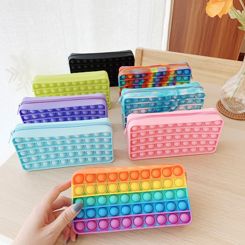Silicone Wallet Bags Push Its Bubble Fidget Toys Pencil Case Simpl Dimmer Antistress Toy Soft Press Pops Figet Toys Bag