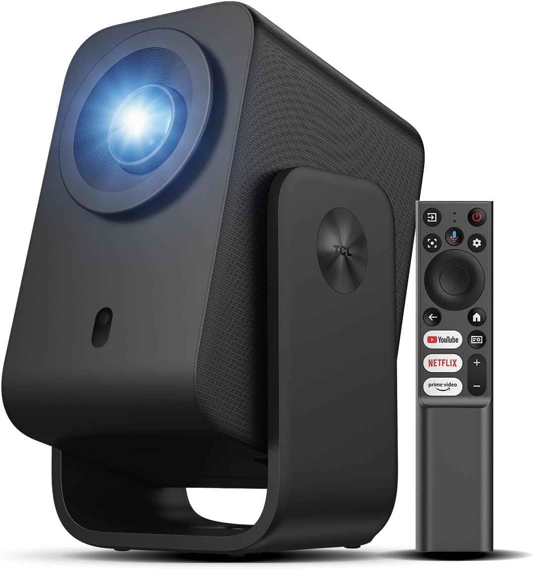 TCL C1 Smart Projector 4K Support, Compatible with Google TV, WiFi and Bluetooth, Auto Focus/Keystone, 1080P HDR10, Dolby Audio, 285° Rotation Mini Pr