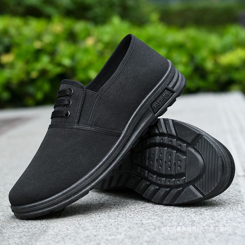 Men Canvas Shoes with Soft Soles Comfortable Non-slip Wear-resistant Casual Shoes Loafers