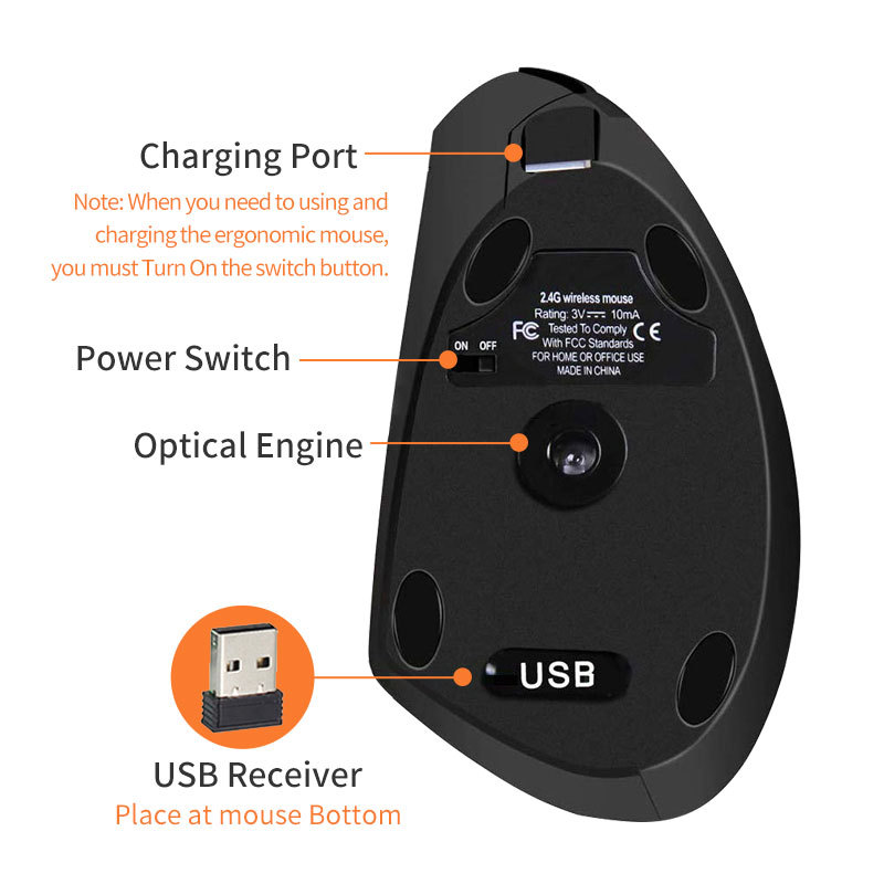 Cross border new product vertical fifth generation left handed wireless charging computer accessory mouse left handed ergonomics