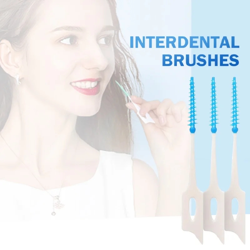 200 pcs/box Silicone Interdental Brushes Super Soft Dental Cleaning Brush Teeth Cleaner Dental Floss Toothpicks Oral Care Tools