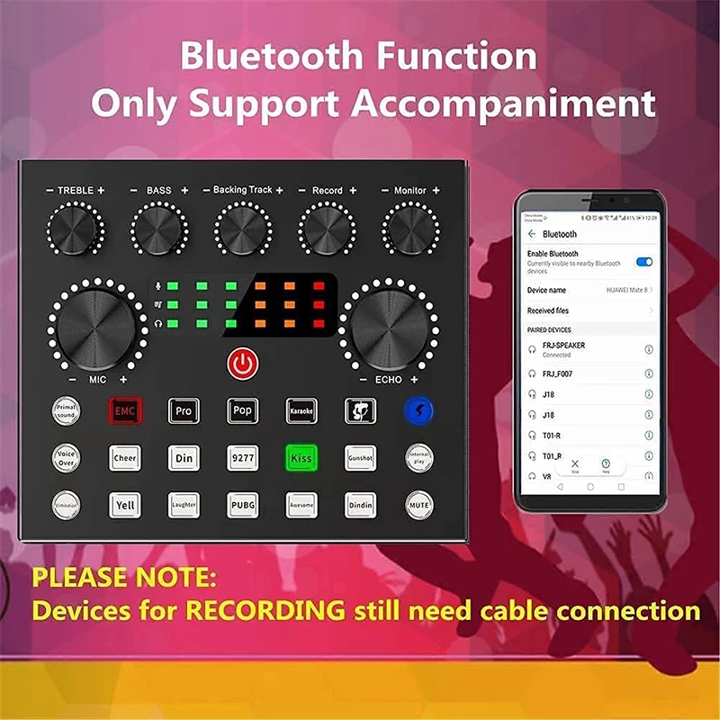 Live Streaming for PC Computer IPhone Broadcasting V8S Sound Card with 10 Sound Effects,3 Inputs, Mic Input