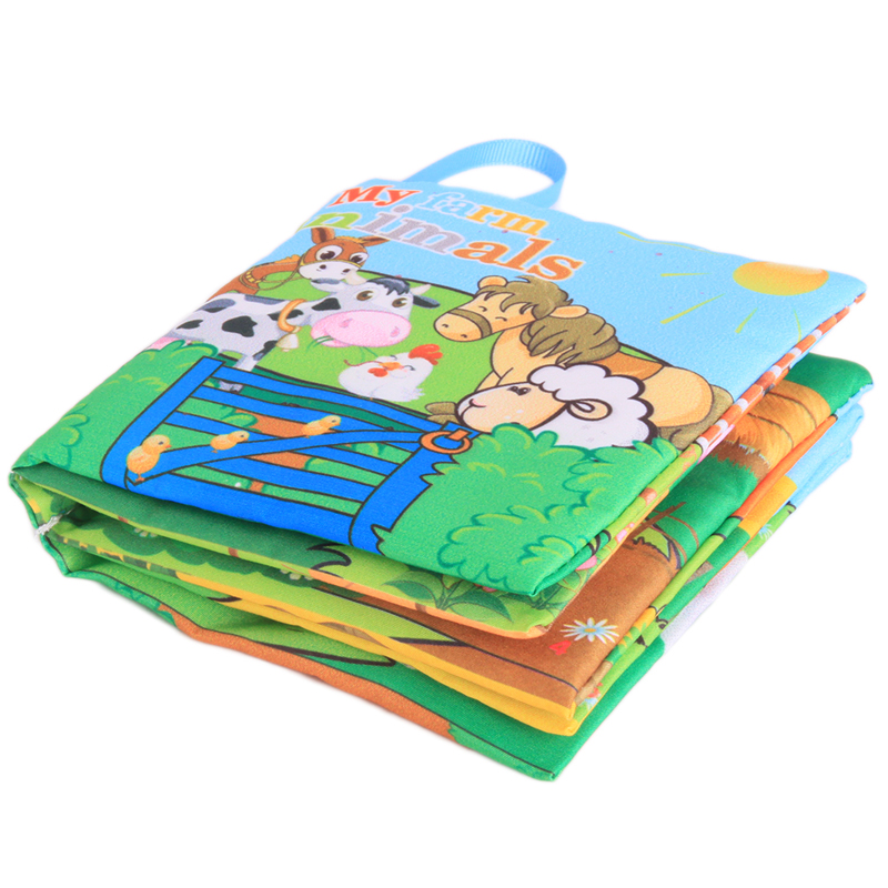 10pages Retail Baby Toys Infant Kids Early Development Cloth Books Colorful Educational Unfolding Activity Book