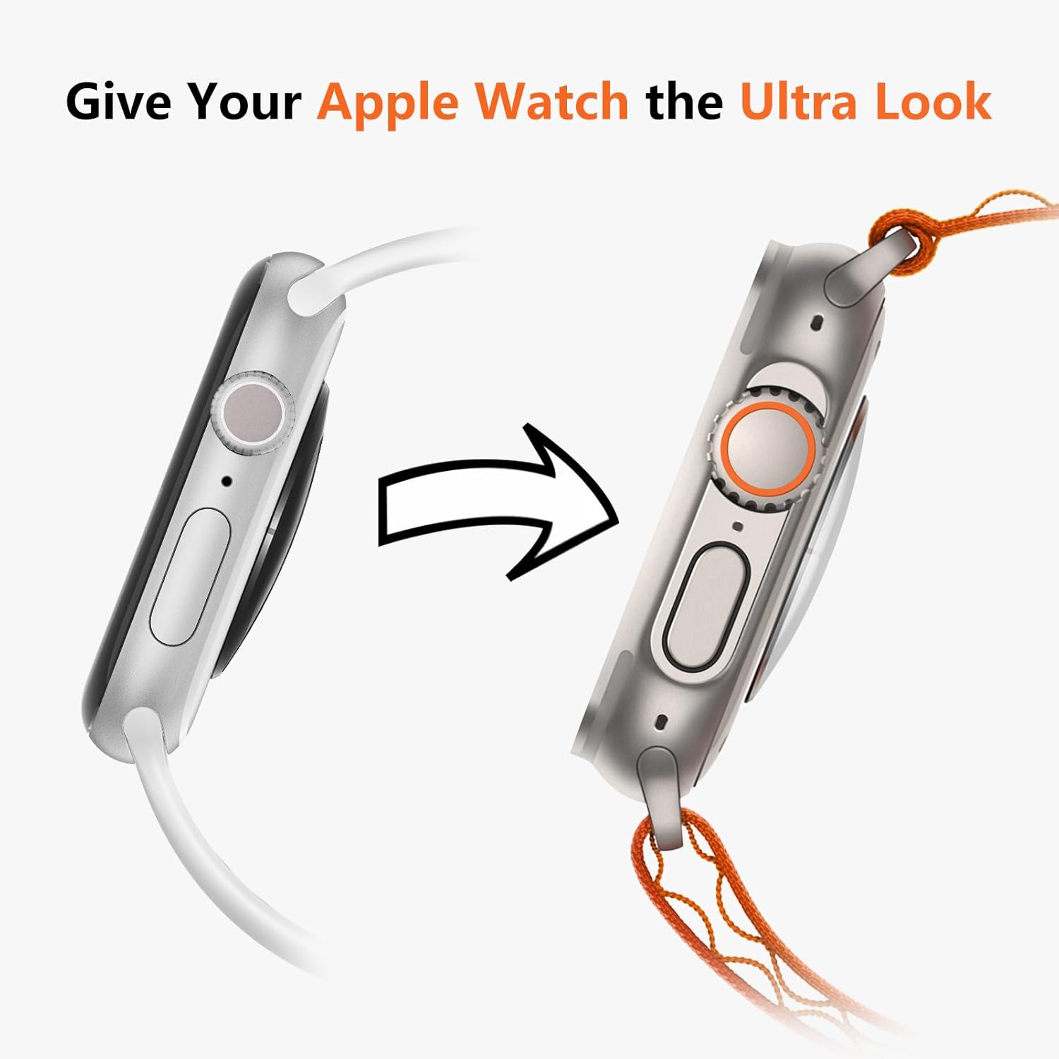 amBand 3 in 1 Metal Case Compatible with Apple Watch Series 9/8/7 45mm, W1 Rugged Bumper Protector [Turning into Ultra 3/2/1 Upgrade] with Watch Crown