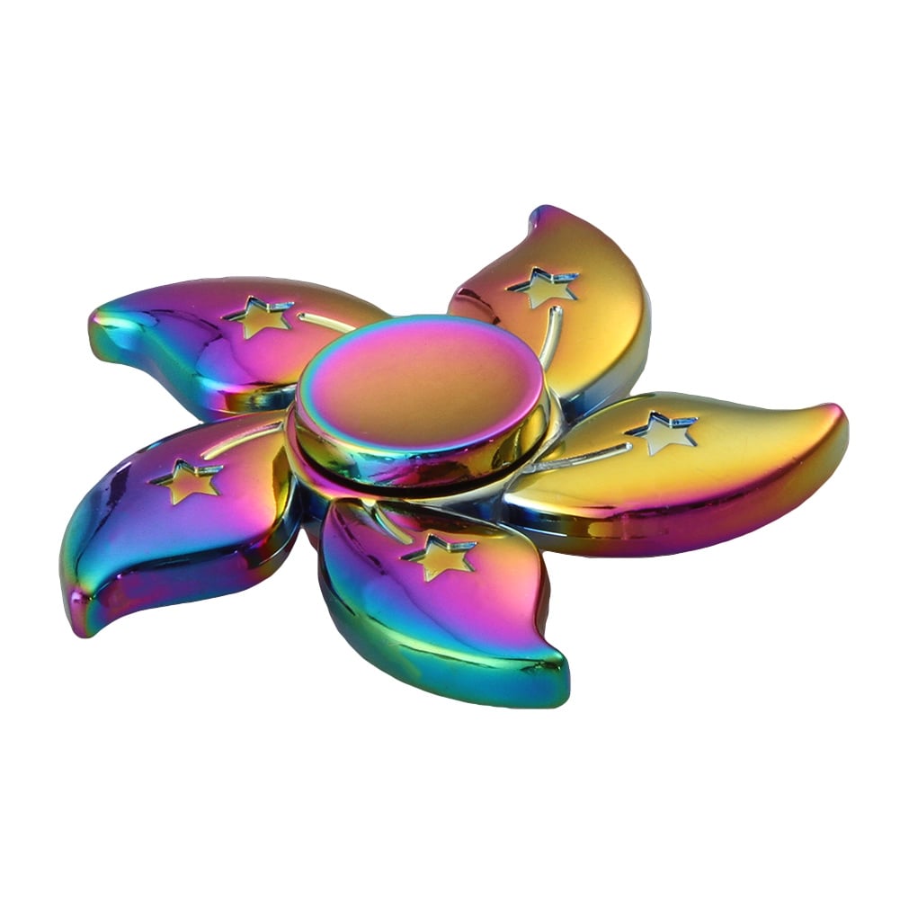 Rainbow Bauhinia Flower Star Metal Spinner Fidget Hand Finger Gyro EDC Focus Toy Tri-spinner Stress Toy Gift