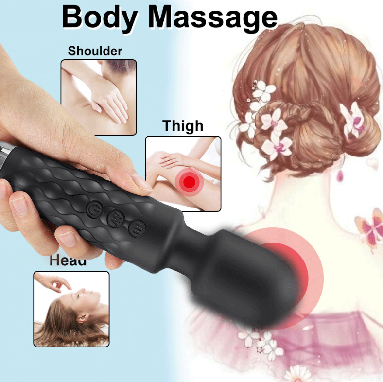 Cordless Massager 8 Powerful Speeds 20 Vibration Modes, Waterproof Rechargeable Massager for Therapeutic Muscle Aches Recovery