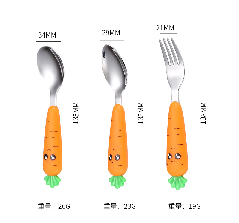 Baby Gadgets Tableware Set Children Utensil Stainless Steel Toddler Dinnerware Cutlery Cartoon Infant Food Feeding Spoon Fork