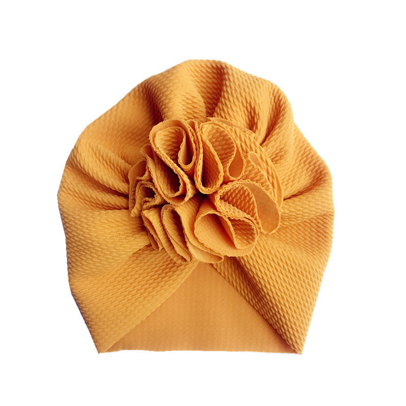 Cute Flower Baby Girl Indian Hat Solid Color Newborn Infant Cap Beanies Headwrap Kids Hat Turban Bonnet