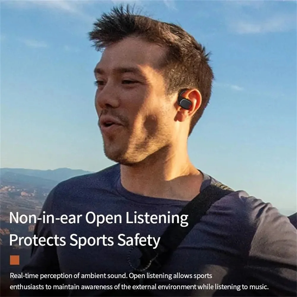 Wireless Headphones Bone Conduction Waterproof Open Ear Hanging Earbuds Noise Canceling Stereo Bluetooth 5.3 Earphone