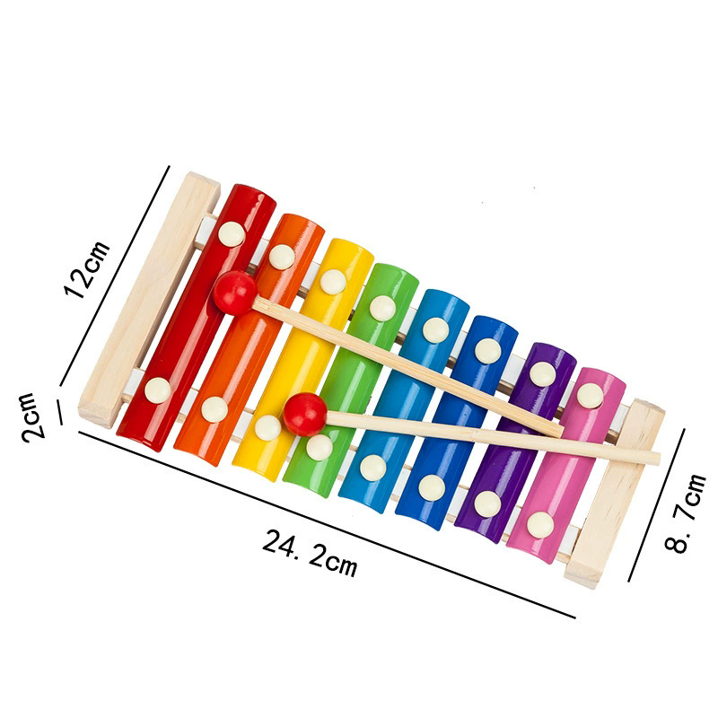 Wooden Eight tone Hand Qin for Infants and ChildrenPuzzle Musical Instrument Toy for 1-2-3 Year Old ChildrenSmall Wooden Qin
