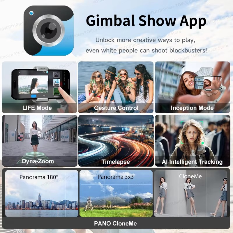 Handheld Gimbal Phone Stabilizer with Fill Light for Smartphone 3-Axis Anti Shake Foldable Holder Selfie Tripod for iPhone