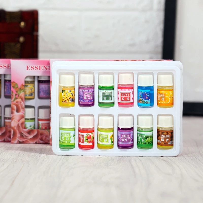 3ml*12pcs Pure Essential Oils for Aromatherapy Diffusers Lavender Tea tree Lemongrass Orange Rosemary Oil Home Air Care