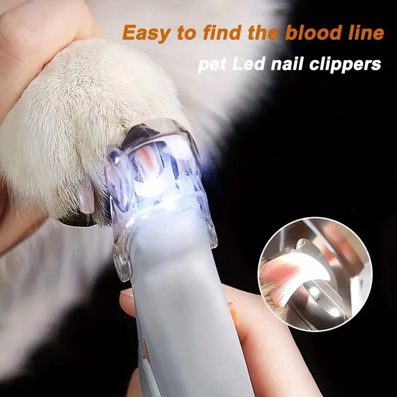 Pet cat and dog nail clippers with LED lights, polishing pet cleaning supplies