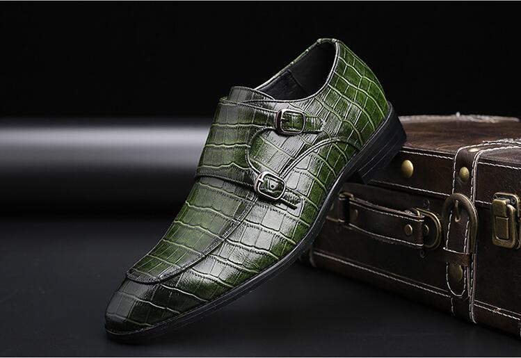 Men's Business Dress Office Shoes Crocodile Grain Leather Shoes Mens Buckle Casual Wedding Party Shoes Men Flats Plus Size