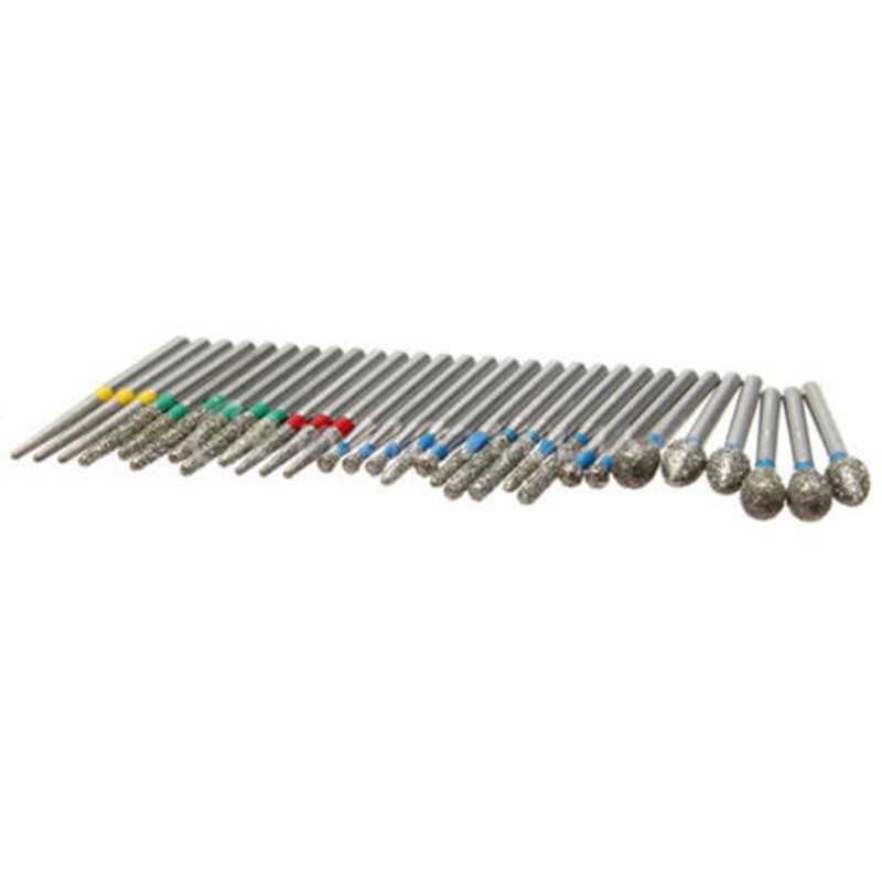 30pcs Dental Diamond Burs Drill Disinfection Bur Block High Speed Handpieces Set