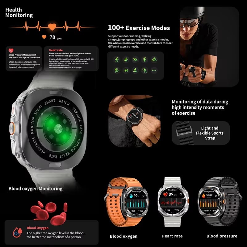 Z7 Ultra IP68 Waterproof Big Battery Smartwatch BT Call Compass Tracker Relojes Inteligentes Sport Smart Watch
