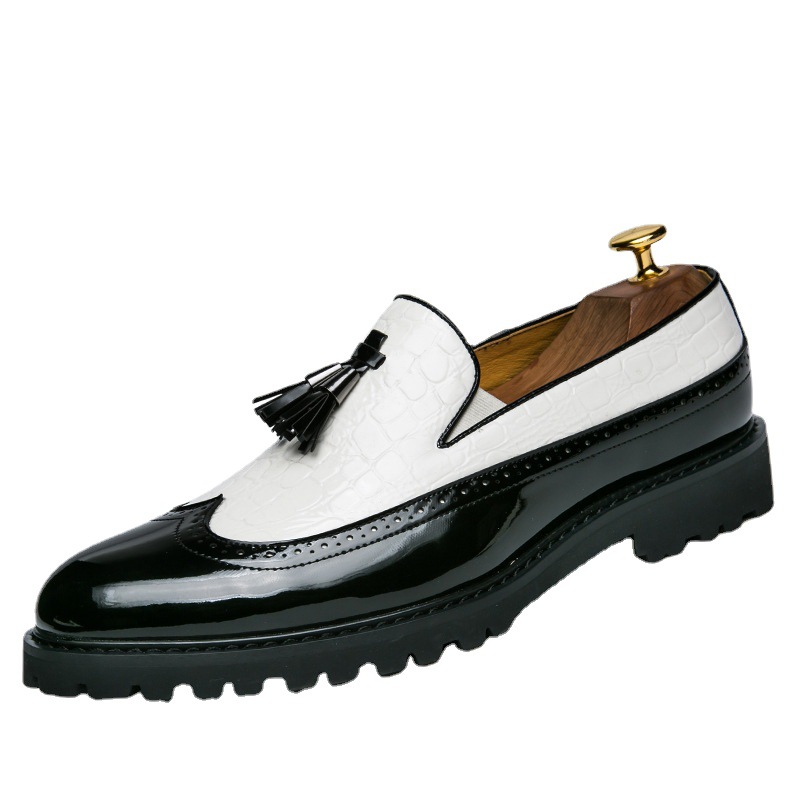 Fashion set foot casual shoes men Brock carved men's shoes thick-soled England increased tassel men shoes
