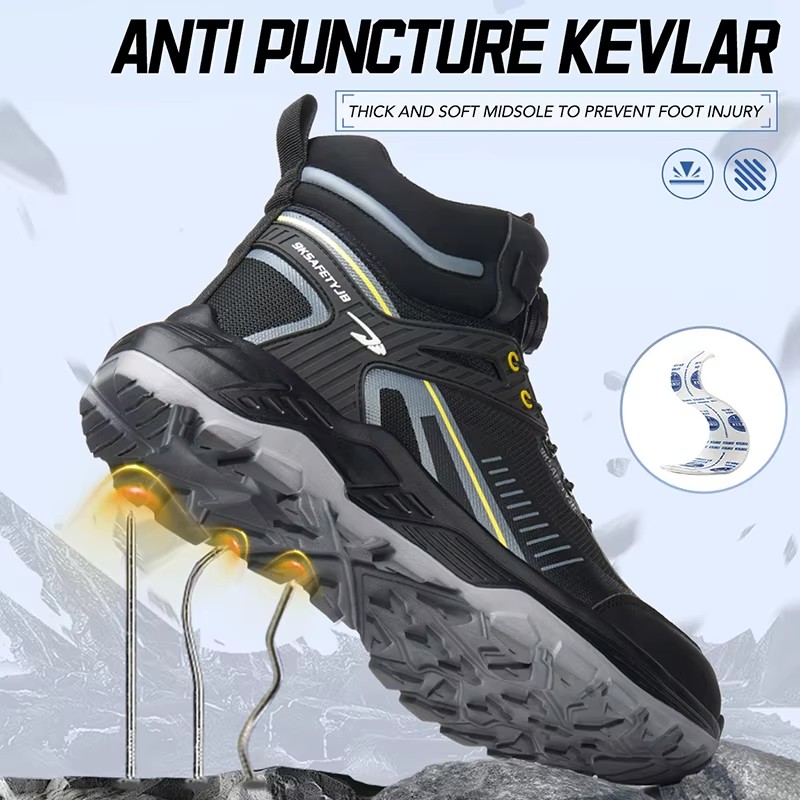 2026 New Rotating button Work Safety Boots Men Shoes Anti-smash Anti puncture Work Sneakers Security Shoes Steel toe Boots Male