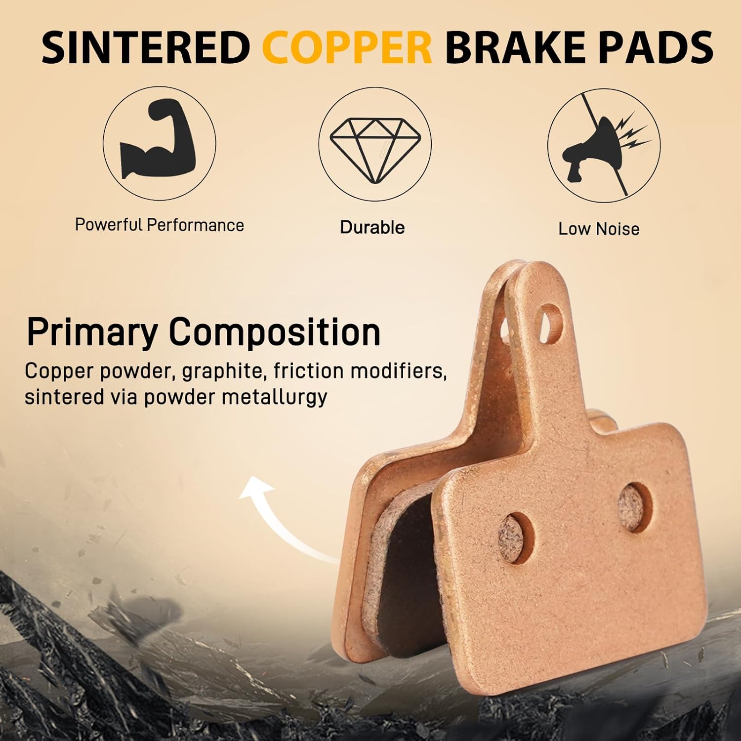 JERBOR Brake Pads for Aventon Pace/Sinch/Soltera/Level/Aventure/Abound, Copper-Based sintered Rear Front Disc Brakes Brake Pad Accessories, Ebike Repl