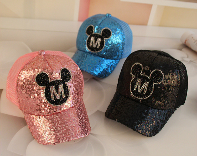 Spring and summer baseball cap visor cap sunscreen breathable mesh boys and girls Korean version sequins mesh cap