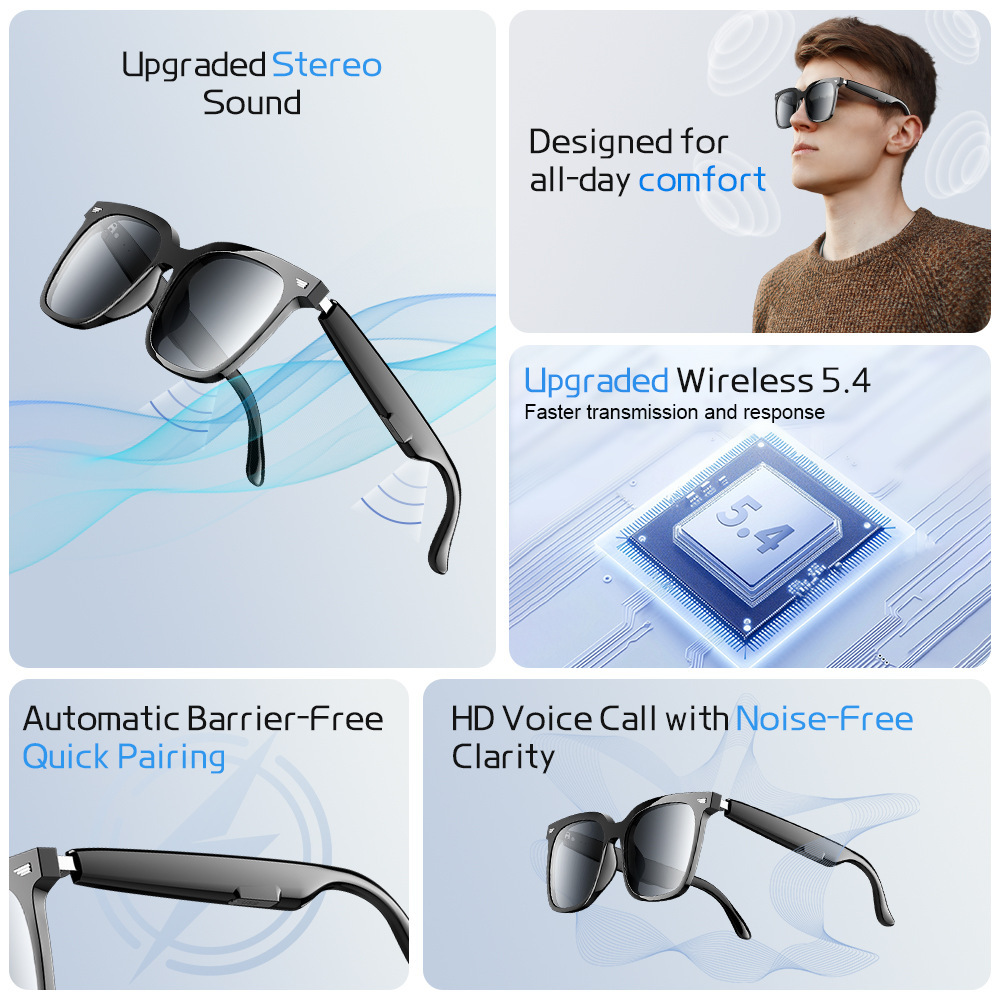 Multifunctional Wireless Smart Glasses Call Video Music Player Headset Driving Glasses Sport Sunglasses For Men Women