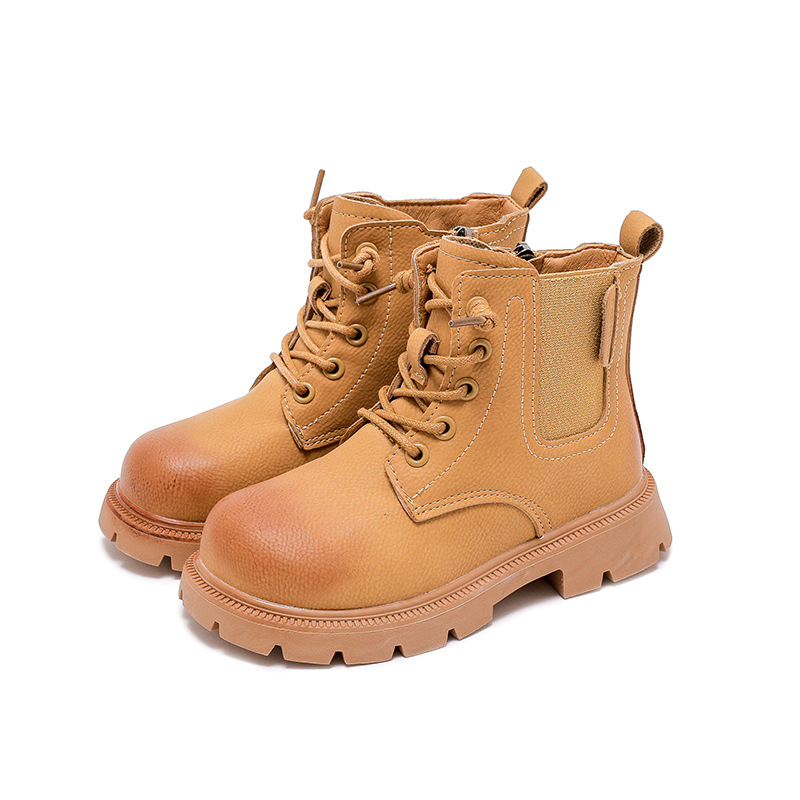 2024 New Korean Fashion Children's Shoes Children's Martin Boots Girls' Mid Top Short Boots Mid Big Children's Outdoor Single Bo