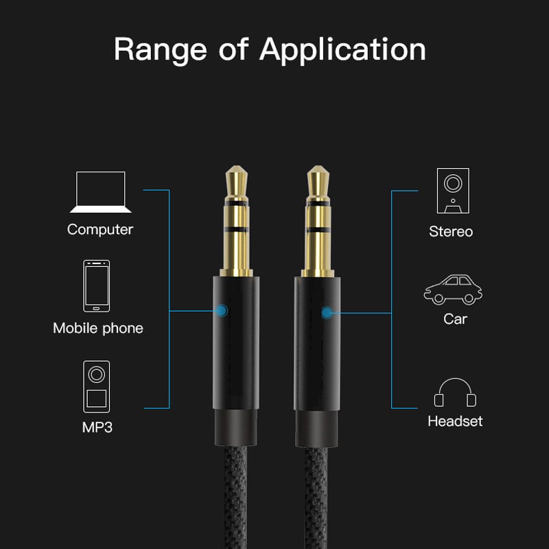 Male to Male Jack Aux Cable 3.5 to 3.5mm Audio Cable Male-Male Kabel Car AUX Nylon Cord for Car Headphones Speaker Wire Jack