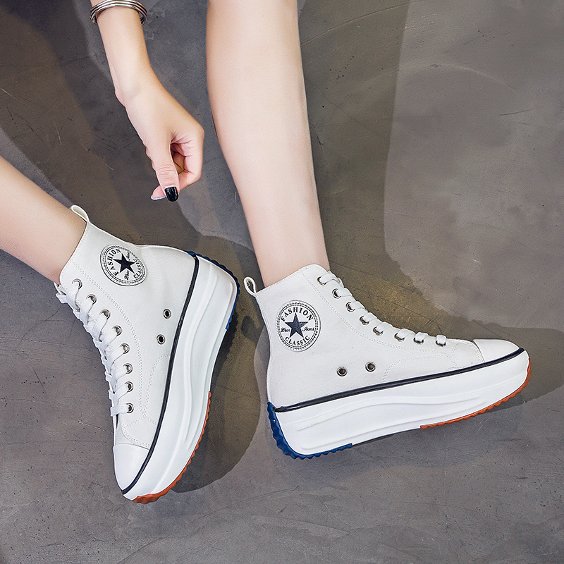Canvas Shoes Women Trainers Women High Top Sneaker Lady Autumn Female Footwear Breathable Girl White Black Sneakers QW-62