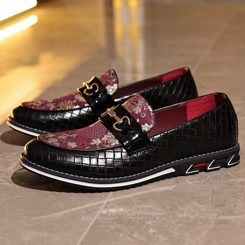 Men's Luxury Wedding Party Nightclub Loafers Fashion Slip-on Leather Casual Shoes for Men Outdoor Flats