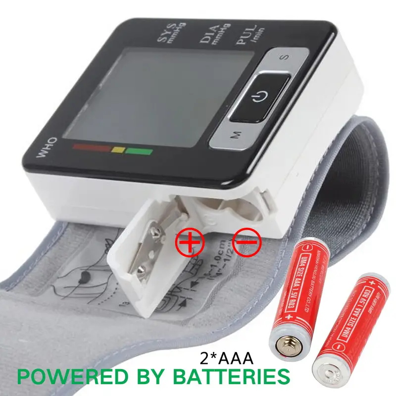 Blood Pressure Machine With Heartbeat Detection Adjustable Wrist Cuff LED Display 90 Reading Memory For Home Clinical Monitorin