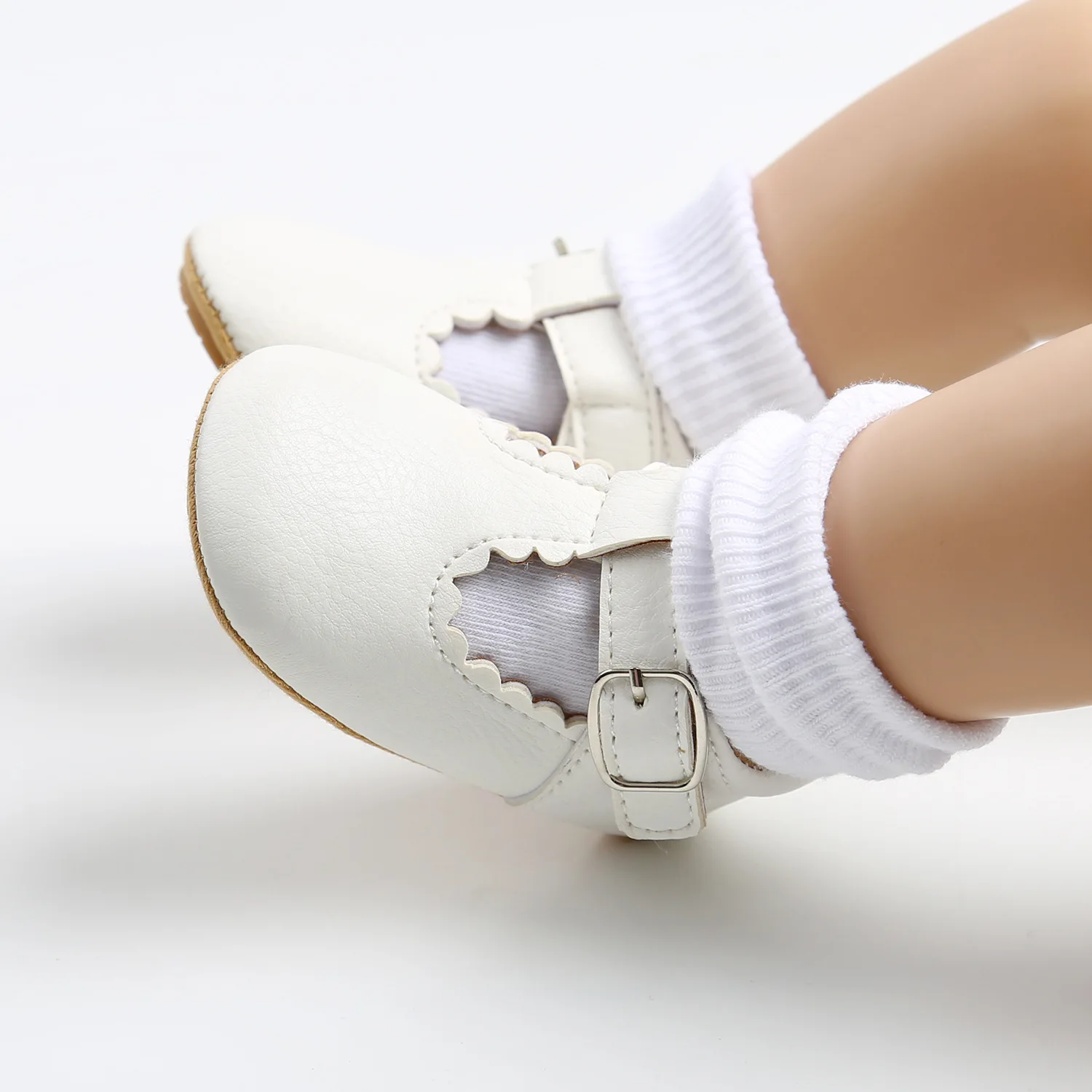 Newborn Baby Shoes Stripe PU Leather Boy Girl Shoes Toddler Rubber Sole Anti-slip First Walkers Infant Moccasins