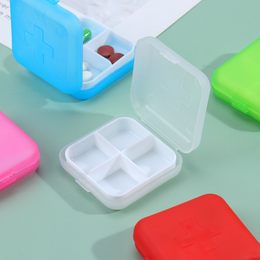 1PC Portable 4 Slots Pill Medicine Box Holder Storage Organizer Container Case Pill Box Splitters Travel Pill Cases