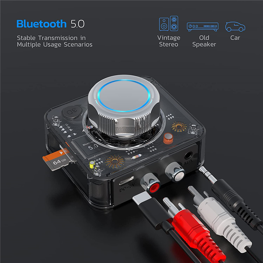Bluetooth 5.0 Audio Receiver 3D Stereo Music Wireless Adapter TF Card RCA 3.5mm 3.5 AUX Jack For Car kit Wired Speaker Headphone