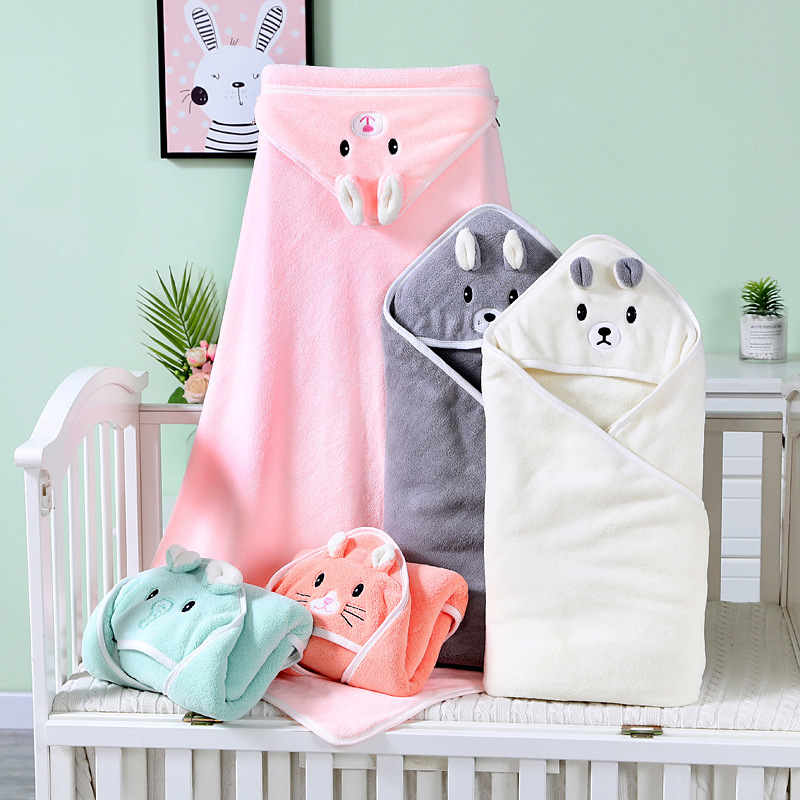 Children's bath towel, newborn blanket, coral velvet blanket, embroidered blanket, hooded scarf, cape bath towel
