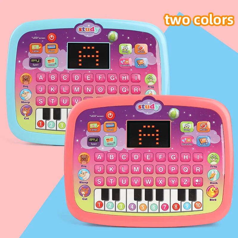 Educational Plastic Toys English Led Screen Lighting Learning Laptop Toys Learning Machine For Kids