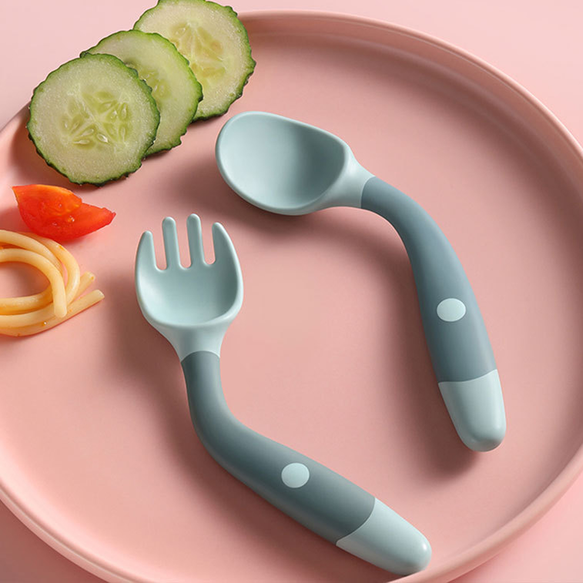 Silicone Spoon For Baby Utensils Set Auxiliary Food Toddler Learn To Eat Training Bendable Soft Fork Infant Tableware &
