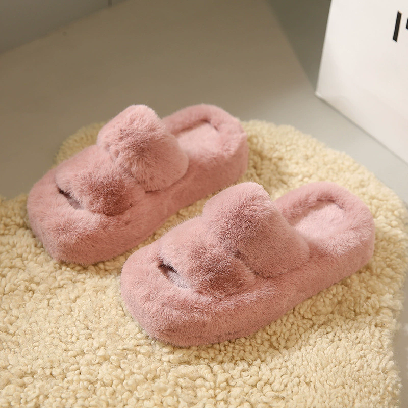 Large Size Women's Slippers Korean Sle Fur Slippers Outdoor Wearable Cotton Slippers Trendy INS Winter Slippers for Ladies