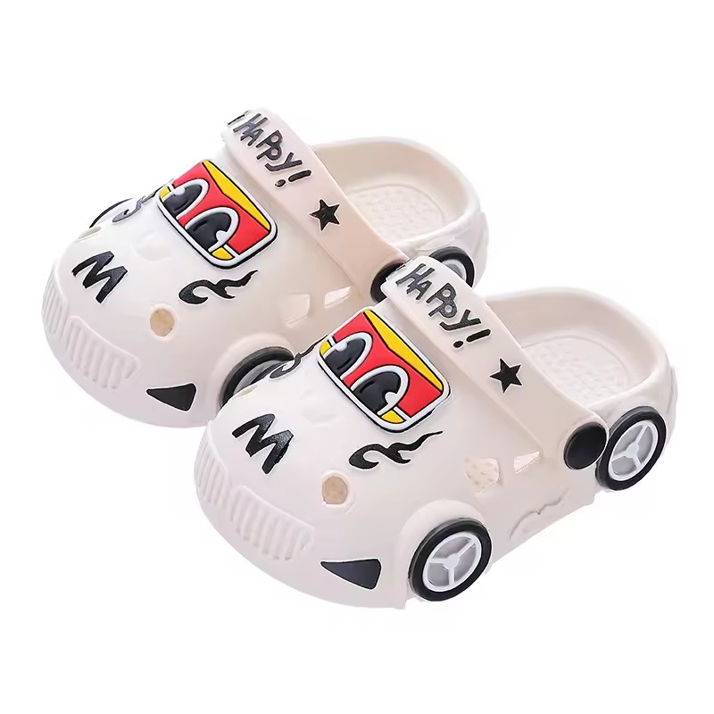 Children's Slippers 2026 Summer New Boys' Car Shaped Wheels Will Light Up Anti Slip Soft Bottom Baby Beach Slippers
