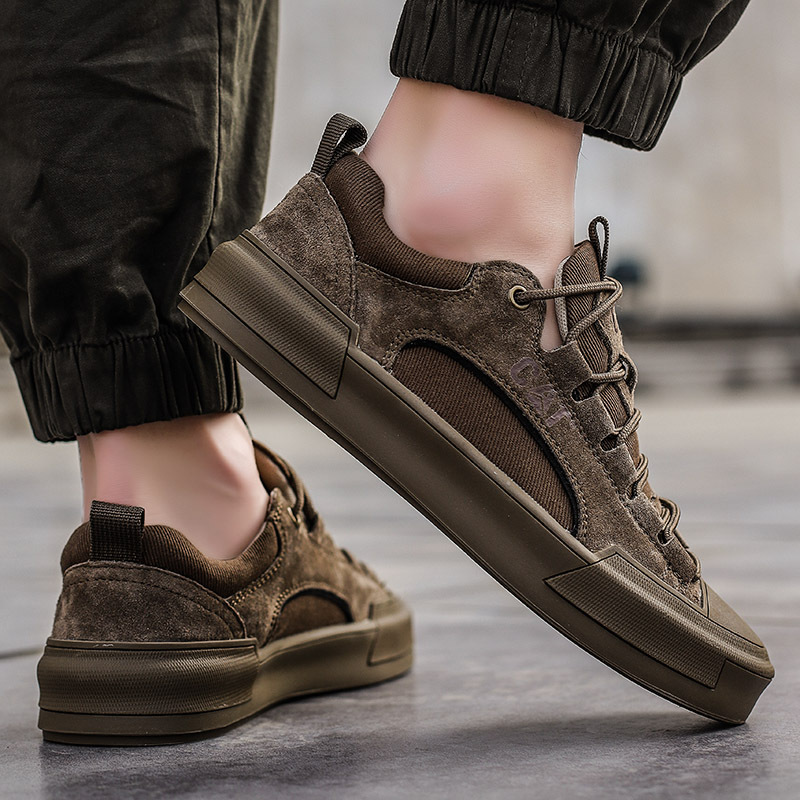 Luxury suede men's sports shoes denim lace-up men's casual shoes outdoor canvas shoes men's handmade casual men's shoes