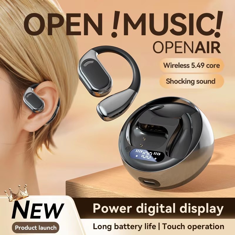 Ear Hanging Style Bluetooth Earphone Power Display Long Battery Life Noise Reduction Headset Fashion Style Lightweight Headphone