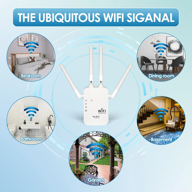 Wireless WiFi Repeater 1200Mbps Booster Extender Long Range 2.4GHz And 5GHz Internet Signal Amplifier Network 5G Repeater