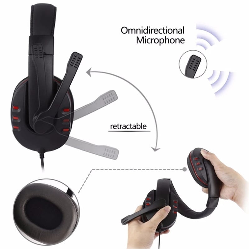 3.5mm Wired Gaming Headphones Over-Head Game Headset Noise Canceling Earphone with Microphone Volume Control for PC Smart Phone