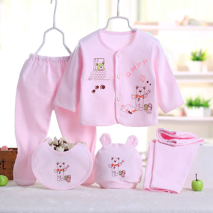 5PCS/set Newborn Baby Boy Girl Clothing Set 0-3 Months 100% Cotton Cartoon Animal Underwear New Born Babies Clothes Homewear