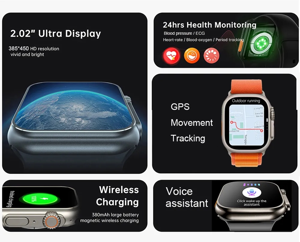 New Smart Watch Ultra 8 NFC GPS Track 49mm Men Women Smartwatch Series 8 Thermometer BluetoothCall Waterproof Sports For Apple