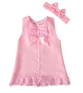 Summer two piece sleeveless bow skirt children's dress