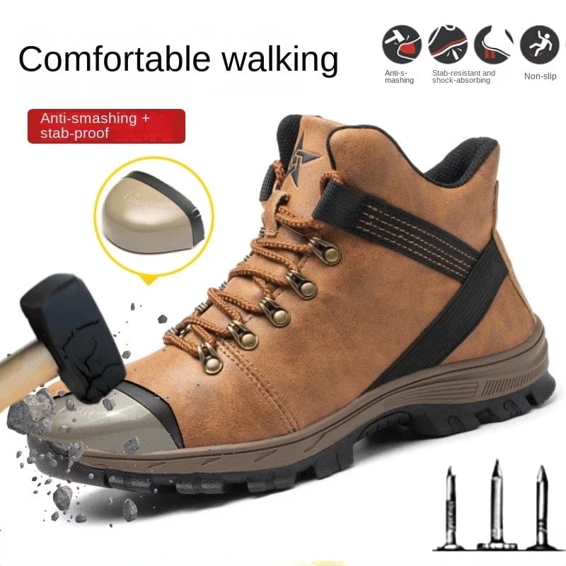 Labor Insurance Shoes Warm Men's Anti-smashing Steel Toe Cap Anti-piercing Safety Shoes Wear-resistant Waterproof Work Boots