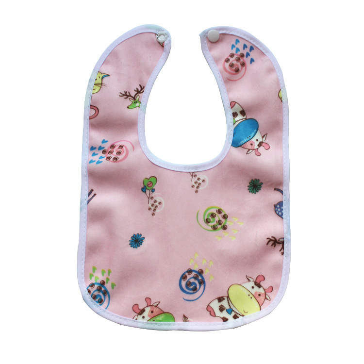 10pcs Baby Cartoon Snap Waterproof Bib Super Soft Baby Bib Newborn Crystal Velvet Saliva Towel