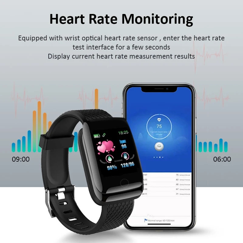 Factory Smart Band 116 plus Heart Rate Blood Pressure Monitor Big Screen Smart Bracelet 116plus D13 D13S