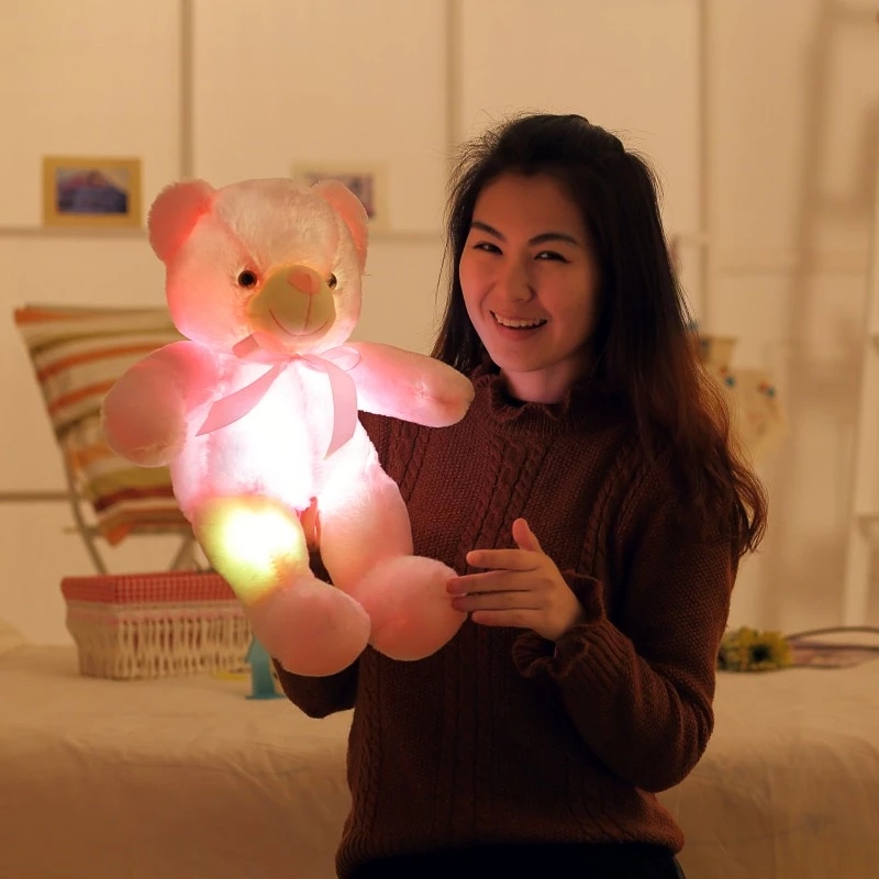 30CM Luminous Plush Toys Light Up LED Colorful Glowing Teddy Bear Stuffed Animal Doll Kids Christmas Gift For Children Girls